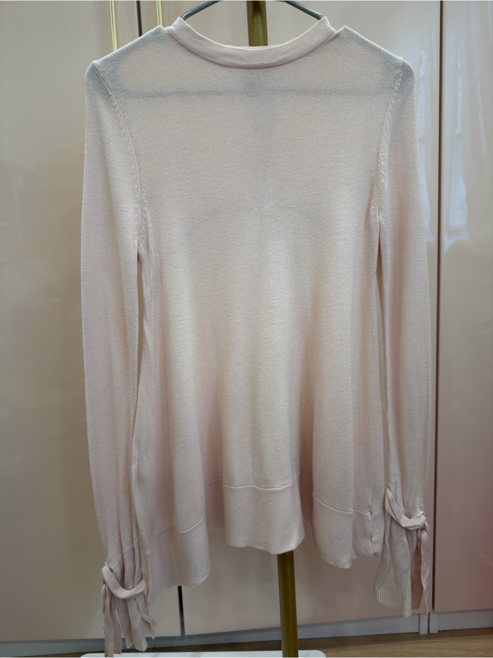 a new day Pale Pink Long-Sleeve Tie-Cuff Crewneck Sweater